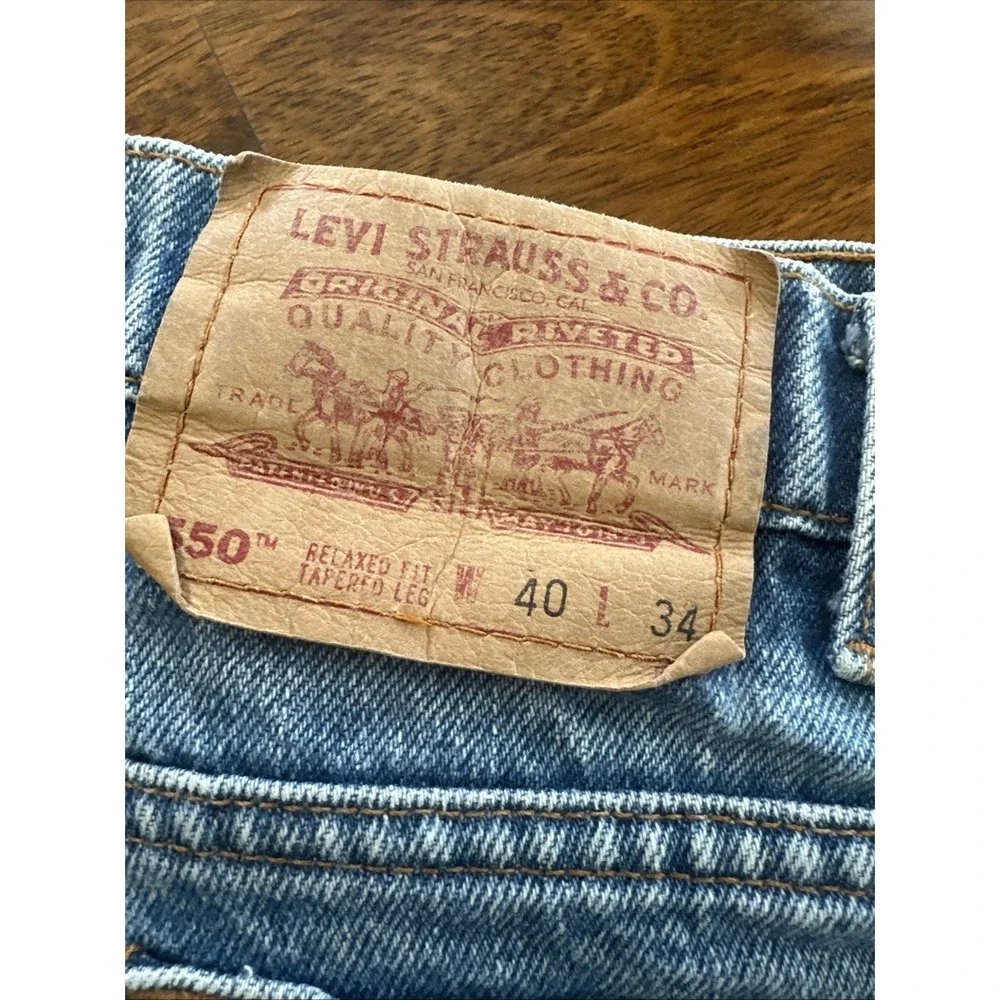 Vintage Levi's 550 Relaxed Fit Tapered Leg Jeans 40x34 Medium Wash Denim Mens